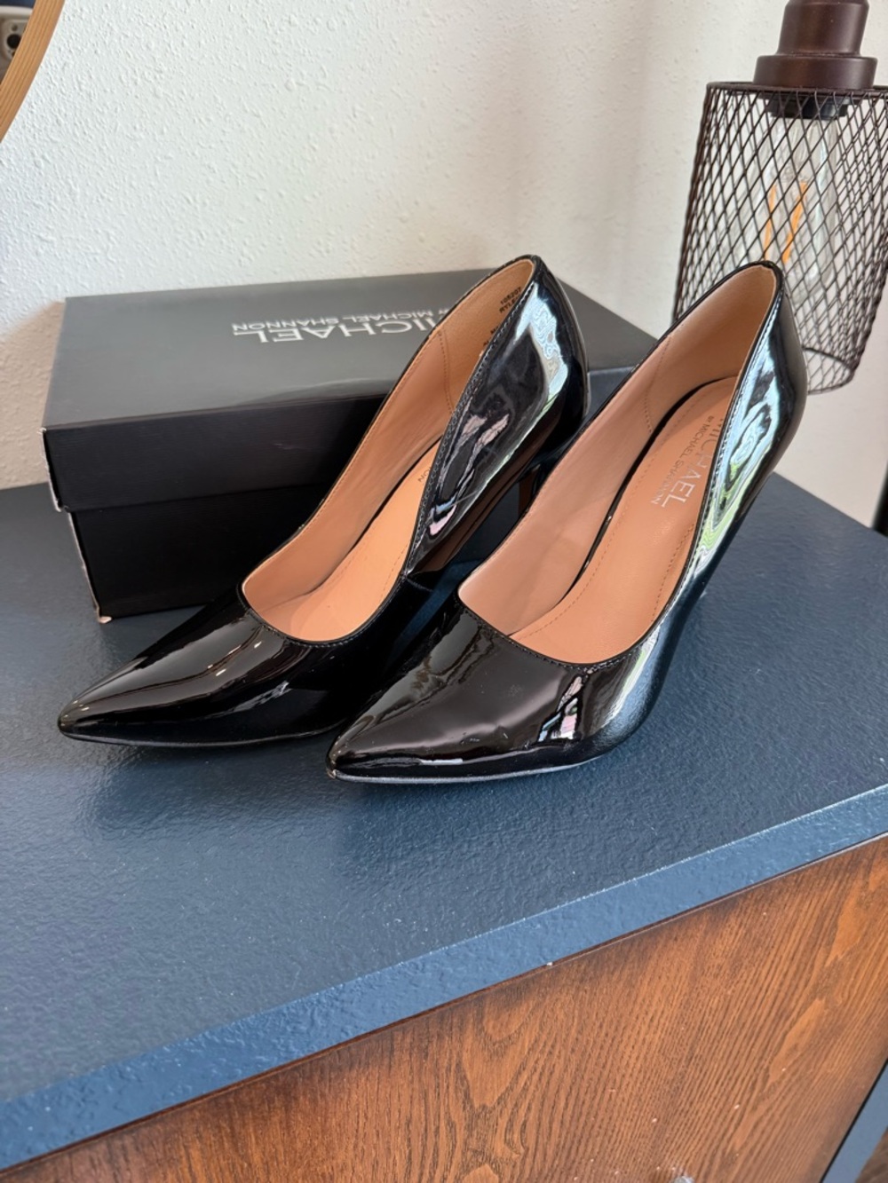 Michael Shannon Black Patent Pointed-Toe Pumps